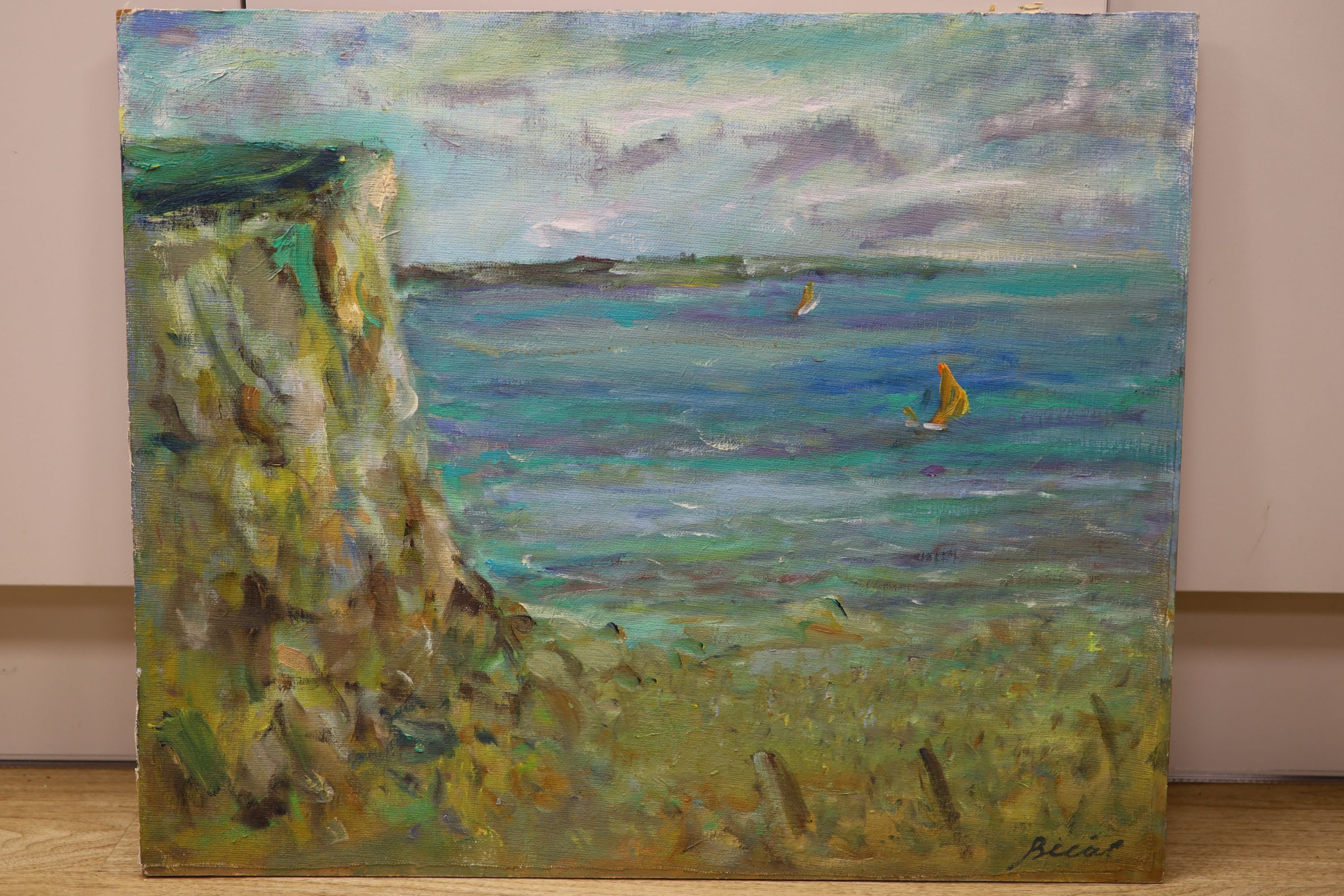 Andre Bicat (1909-1996), oil on board, ‘Dieppe’, signed, 51 x 61cm. Unframed.